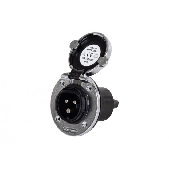 CEE flush-mounted socket - silver-colored plastic housing