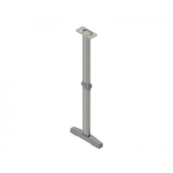 Folding table leg, foldable in the middle, with T-shaped base