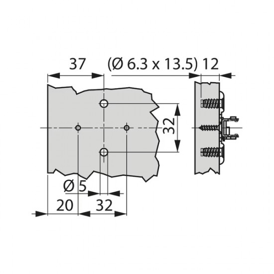 TIOMOS 1D cross mounting plate with 4-point fastening