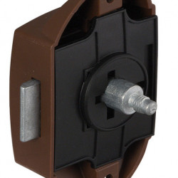 Surface-mounted bolt lock, push-lock - single-sided operation - brown