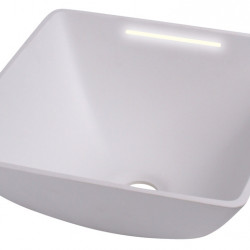 Designer square washbasin with LED lighting - White