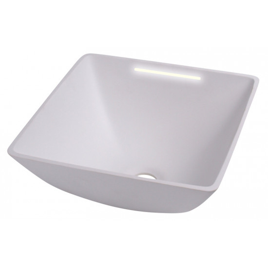 Designer square washbasin with LED lighting - White