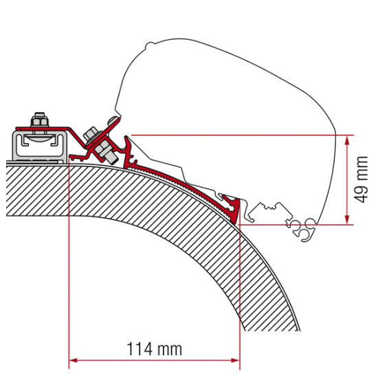 L 490cm FIAMMA Adapter for Rapido awnings F65L and F80S