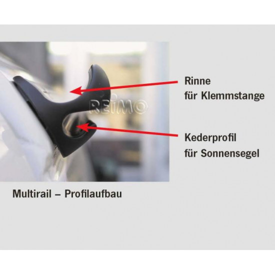 Multirail rain gutter tent mounting rail Mercedes Vito from 2015 onwards, left
