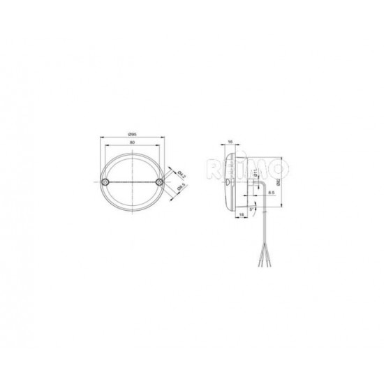 LED reversing light 12V, 4W IP67 500 mm cable clear