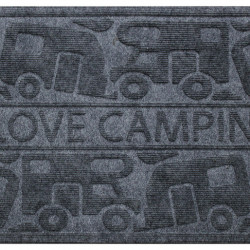 Doormat KERA KAMP 40x60cm, gray, PP/rubber, motif: Motorhome/Caravan