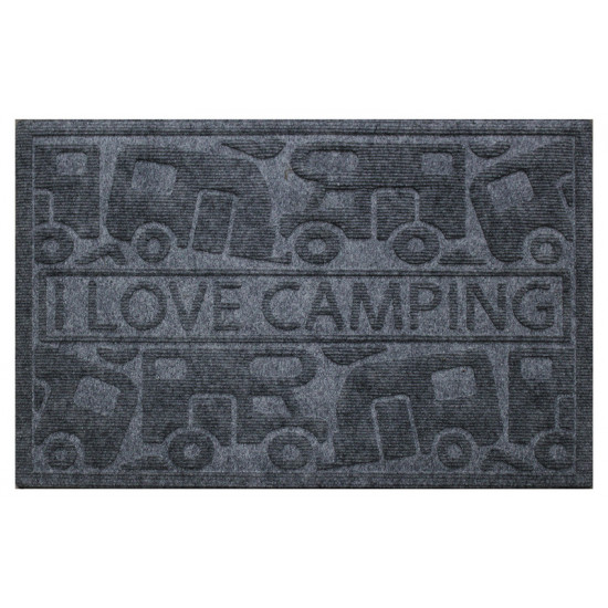 Doormat KERA KAMP 40x60cm, gray, PP/rubber, motif: Motorhome/Caravan