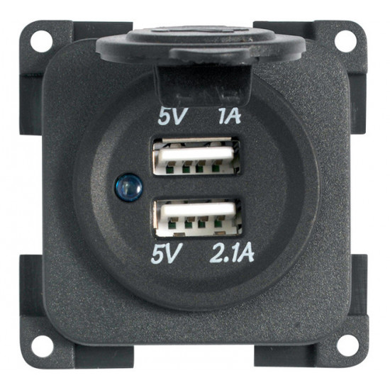 USB-A dual charging socket - 5V/1A and 5V/2.1A