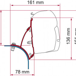 Fiamma F45 awning adapter for VW T5 / T6 with pop-up roof - right-hand drive