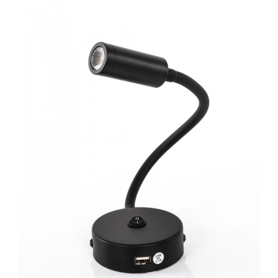 LED gooseneck lamp with USB and on/off switch