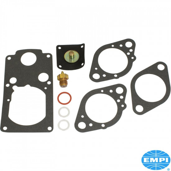 Repair kit, carburetor. For EMPI 40K/Brosol/Kadron/Solex 40/44. Includes accelerator pump diaphragm, needle/seat
and all necessary o-rings and gaskets, boxed