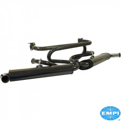 Exhaust system, Dual Quiet exhausts, black with chrome tips