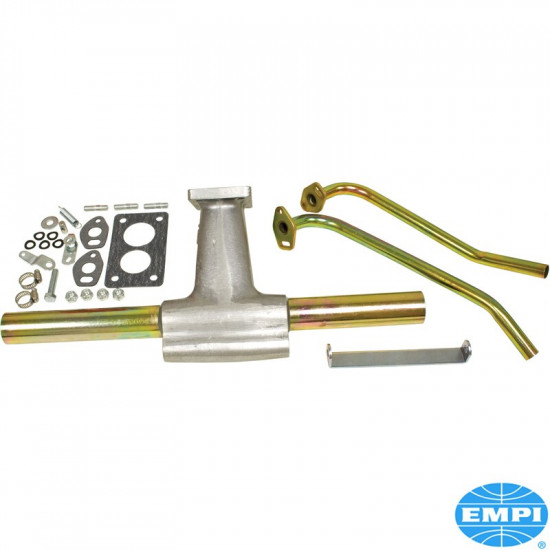 Progressive intake manifold set with tubes & bracket. For EMPI EPC 32/36F, Weber DFEV-DFA V and Holley 5200 carburetors