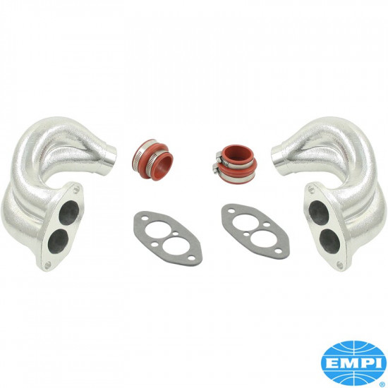 Intake manifold end set, dual port, aluminium, with clamps and boots