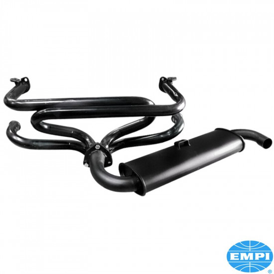 Exhaust system, Quiet, 1 1/2" tubing, large 3-bolt flange, black