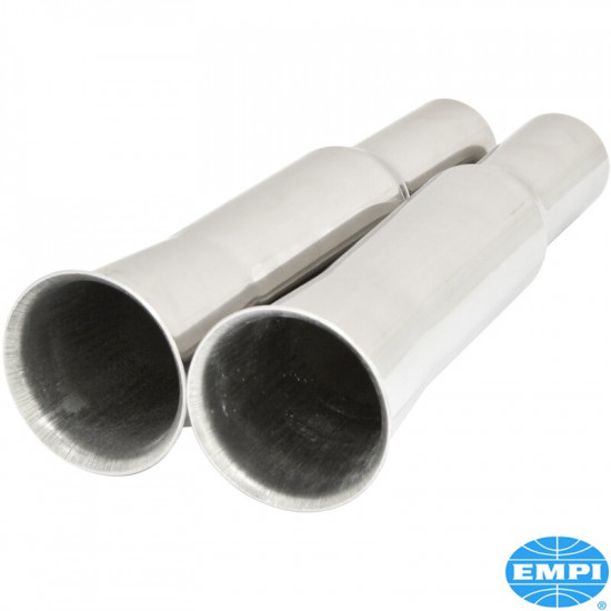 Tail pipe set, flared, stainless steel, 2 pieces