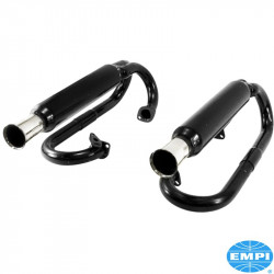 Exhaust system, Dual, black with chrome tips