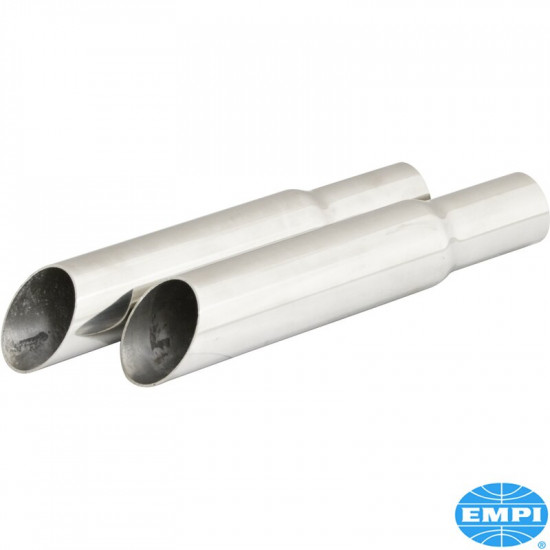 Tail pipe set with diagonal cut, stainless steel, 2 pieces