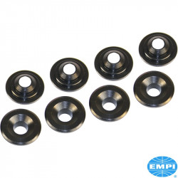 Chromoly valve spring retainers, set of 8. Use with single or dual spring setups