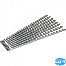 Push rod set with heat treated carbon steel ball tips, overall length 11.5"x3/8"x0.058" wall thickness, set of 8