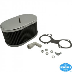 Air cleaner, 3 1/2" high, oval, 1 hole top. For Weber 38-45 DCOE and Dellorto DHLA