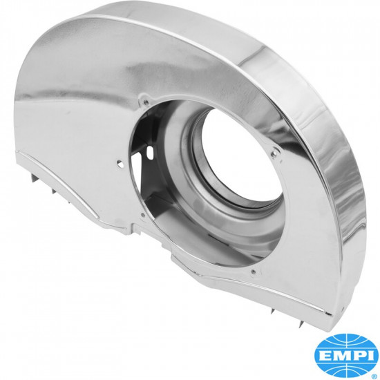 Super fan shroud without air ducts and with "Doghouse", 36 HP style, chrome