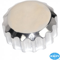 Oil filler cap with grooves, Billet style, polished aluminium