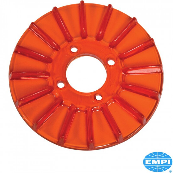 Finned cover for generator/alternator pulley, red plastic