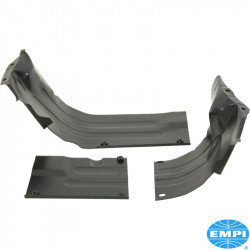 Heater channel kit, 3 pcs, black. Fits between heater boxes and engine case