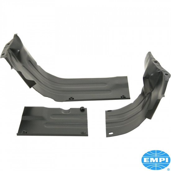 Heater channel kit, 3 pcs, black. Fits between heater boxes and engine case