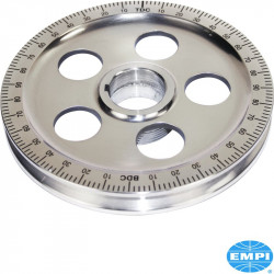 Standard size degree crankshaft pulley with timing marks, black numbers, aluminium, polished