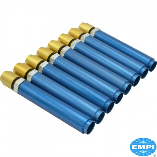 Adjustable push rod tube set without seals, aluminium. Can be installed without removing the cylinder head. Set of 8