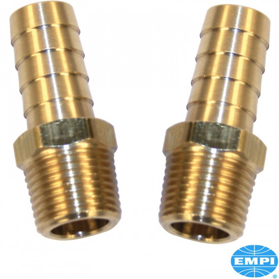 Hose barb set for oil system, 3/8" male with 3/8" hose barb, 2 pieces