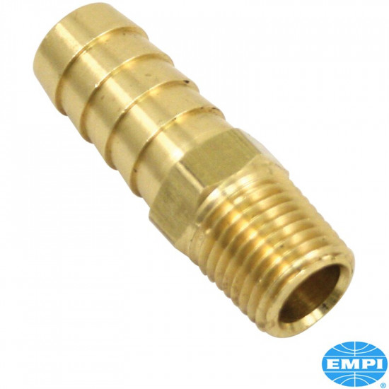 Hose barb for oil system, 1/4" male with 1/2" hose barb