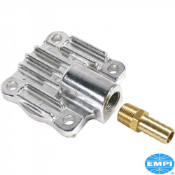 Oil pump cover with fitting and gasket, aluminium. 8 mm bolt holes