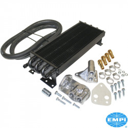 8-pass oil cooler kit, 1/2" hose barb, without booster kit. includes cooler, bypass adapter, remote filter bracket, high temperature hose and all necessary fittings and hardware for installation