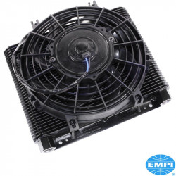 Competition oil cooler and fan, 72 plates, 12 Volt
