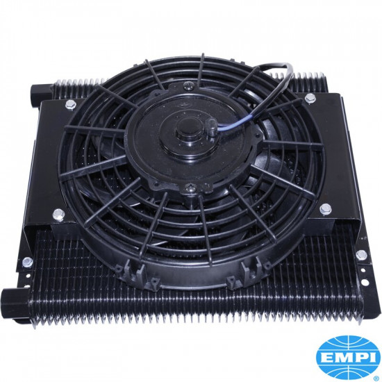 Competition oil cooler and fan, 96 plates, 12 Volt