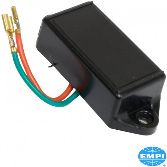 Voltage regulator. Fits Empi alternators No. 00-9445-7, 00-9453-7 and 00-9463-7