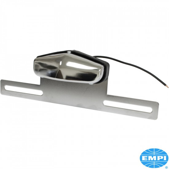 License plate light with bracket and bulb, chrome