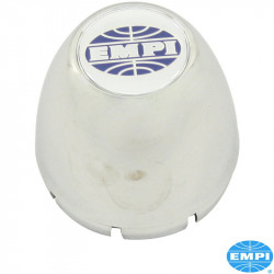 Wheel center cap, chrome with logo. For old style 8 Spoke and Riviera style wheels, EMPI
