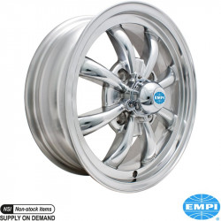 GT-8 wheel, polished, 5.5x15", 4x130, 4 3/8" back spacing