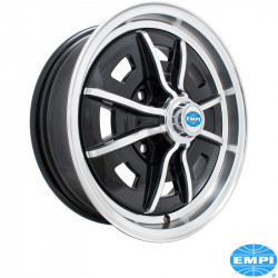 Sprintstar wheel, gloss black with polished lip and 8 spokes, 5x15", 4x130, 4" back spacing