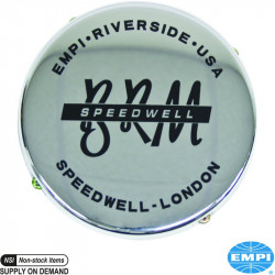 Hub cap with BRM, EMPI & Speedwell logo, low, chrome