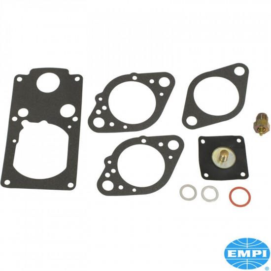 Repair kit, carburetor. For EMPI 40K/Brosol/Kadron/Solex 40/44. Includes accelerator pump diaphragm, needle/seat
and all necessary o-rings and gaskets, skinpacked