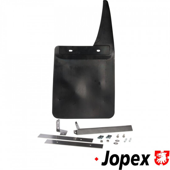 Mudflap with mounting parts, rear, left