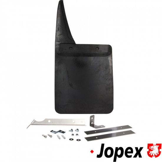 Mudflap with mounting parts, rear, right