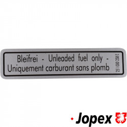 Sticker, "Unleaded fuel only"