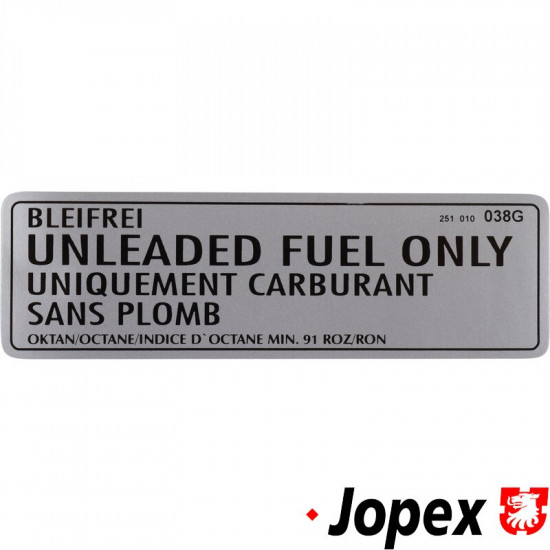 Sticker, "Unleaded fuel only"