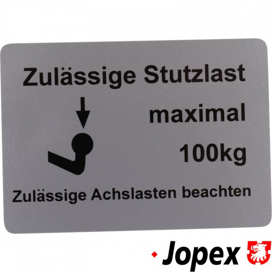 Sticker, "Zulässige Stützlast maximal 100 kg"
